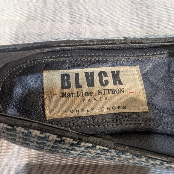 Martine Sitbon Black Lonely Shoes Blue Houndstooth Smoking Slippers - Picture 4 of 9